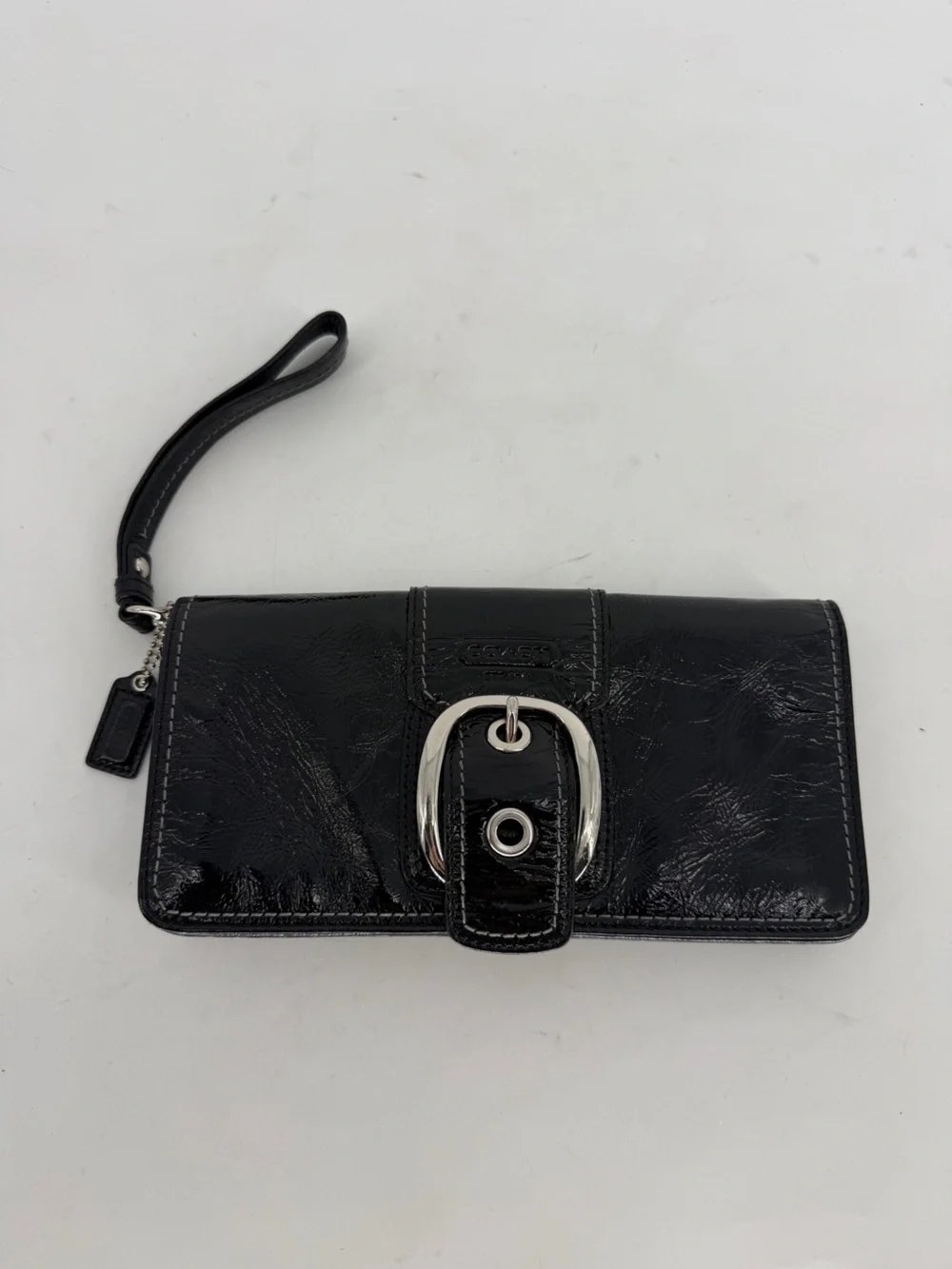 Coach Bleecker Black Patent Leather Wallet Wristlet Clutch